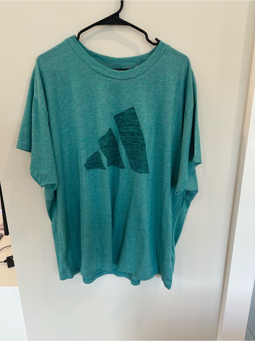 adidas Teal Heather Short-Sleeve Logo Tee